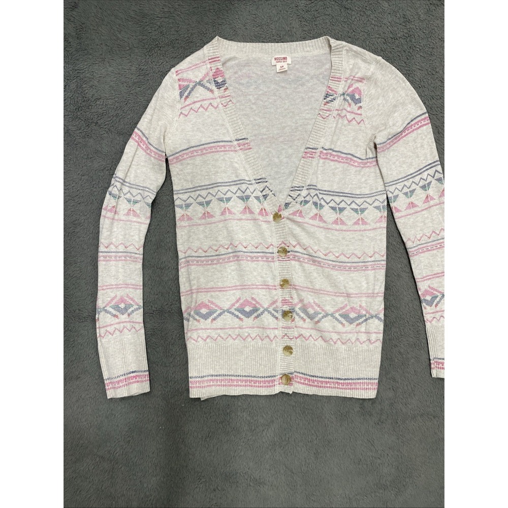 Mossimo Supply Co Womens Fair Isle Cardigan Sweater Aztec Boho Small